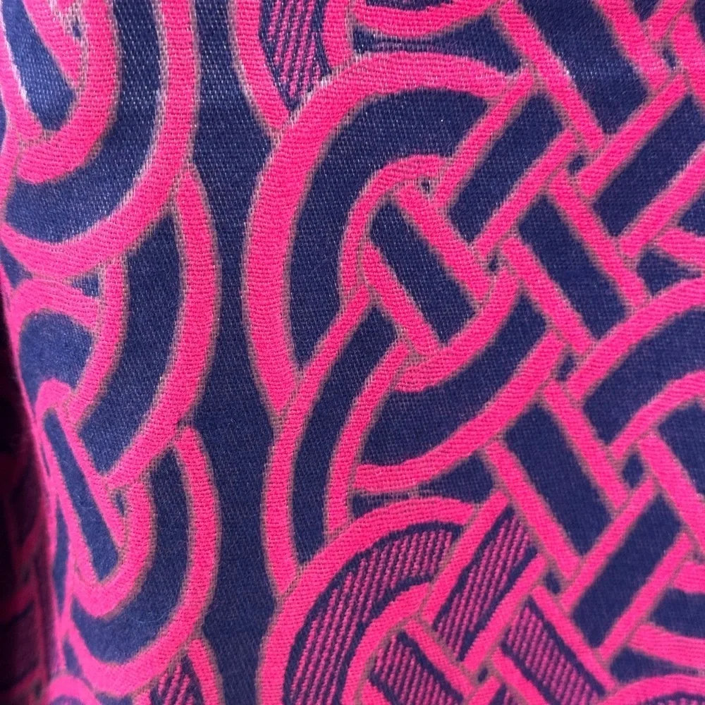 Pink and Navy Patterned Scarf